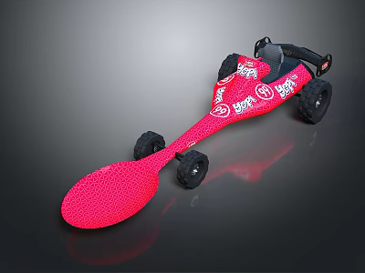 Red Spoon Shaped Toy Car With Coca Cola Logo And Black Wheels 3d model