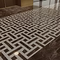 Modern Black and White Floor Design With Interlocking Geometric Tile Pattern