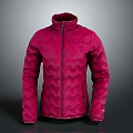 Stylish Pink Quilted Puffer Jacket with Full Zipper Closure for Women