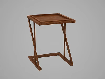Minimalist Wooden Coffee Table With Square Top And Cross Legs Structure 3d model