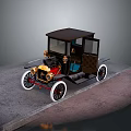 Vintage Classic Automobile With Wooden Body Black Roof And Large Wheels On Road