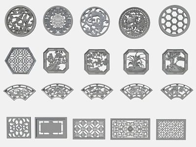 Chinese-style flower-cut window model