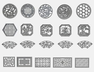 Chinese-style flower-cut window 3d model