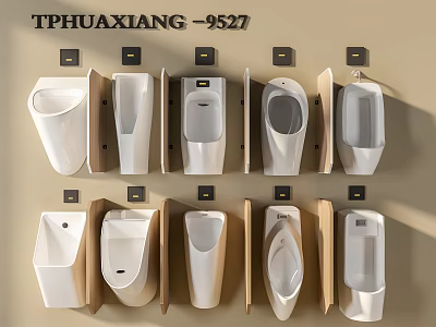 Collection Of Modern Wall Mounted Urinals With Various Design Styles On 3d model