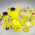 Smiley Face Themed Playground With Interactive Elements People Playing And Yellow Decorations
