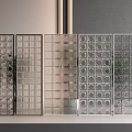 Decorative Glass Room Dividers With Various Geometric Patterns And Textured Panels