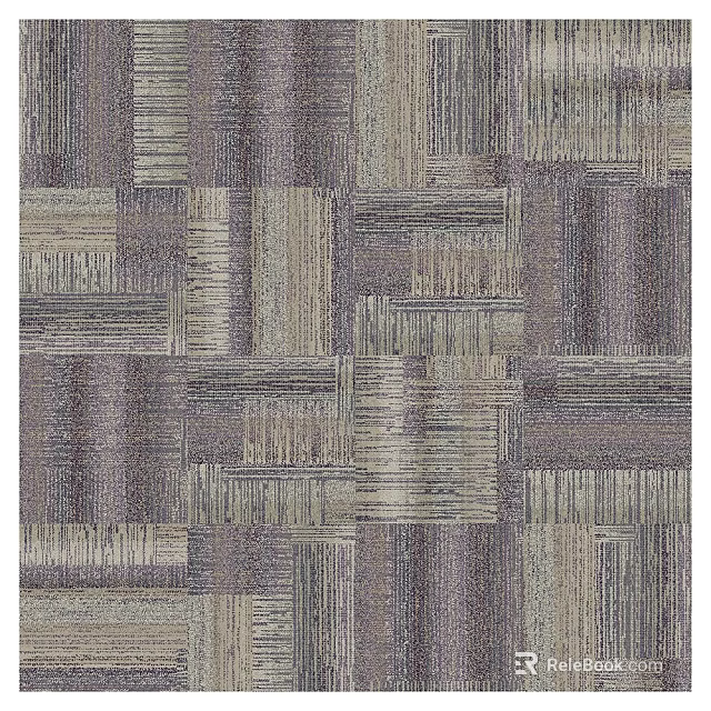 Square Rug With Geometric Pattern In Purple And Beige Woven Texture Design 3d model