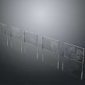 Transparent Equipment Panels With Grid Texture Arranged On Black Reflective Surface