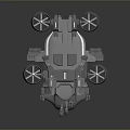 3D Sci Fi Flying Vehicle Model With Four Propellers And Futuristic Design