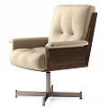 Stylish Black Leather Leisure Chair With Wooden Frame And Metal Swivel Base