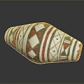 Conical Decorative Hat With Red And White Geometric Patterns And Ethnic Design 3d model