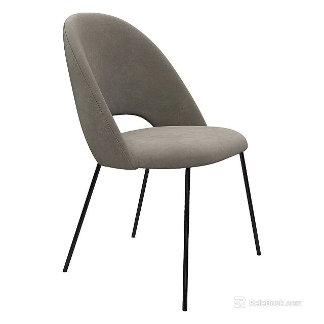 Modern Gray Accent Chair With Curved Back Design and Black Slim Legs for Contemporary Spaces 3d model 