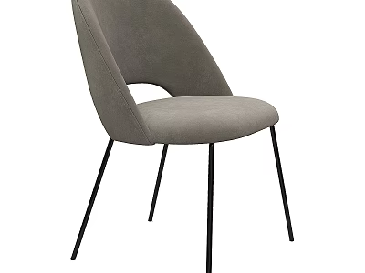 Modern Gray Accent Chair With Curved Back Design and Black Slim Legs for Contemporary Spaces 3d model
