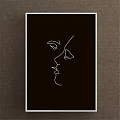 Modern Minimalist Single Line Face Silhouette Art On Black Wall Decor