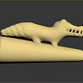 Golden Crocodile Reptile Figurine With Shiny Surface And Reflective Base