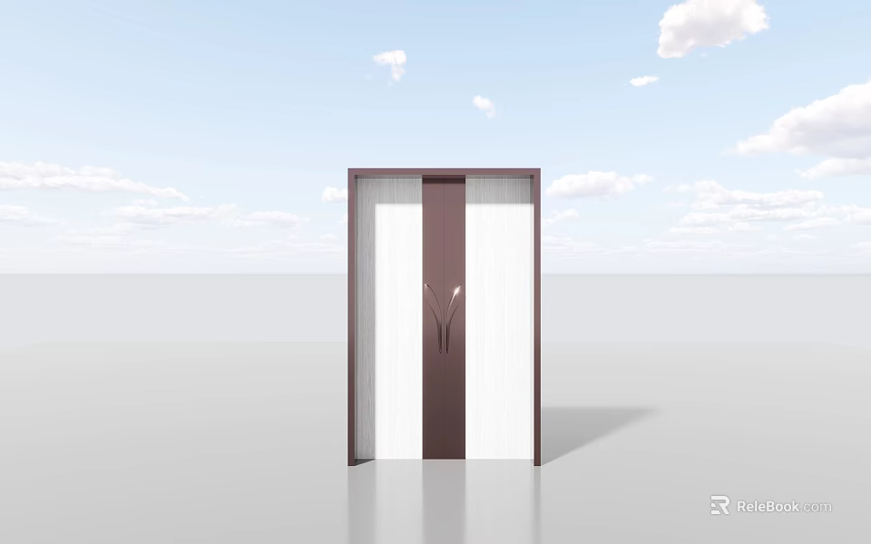 Modern Double Doors With White And Brown Sleek Design For Home Interior 3d model 