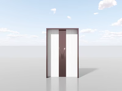 Modern Double Doors With White And Brown Sleek Design For Home Interior 3d model