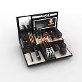 Yellow Cosmetics Display Shelf With Multiple Compartments And Brand Screen 3d model