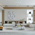 Elegant Modern Living Room Interior Design With Sofa Coffee Table Artwork And Area Rug