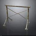 Rusty Metal Workbench Frame With Crossed Support Bars And Sturdy Legs
