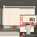 Tatami Bedroom Interior With Tatami Bed Desk Computer Decorative Painting Window Blinds And Storage Cabinets