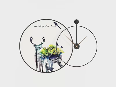 Creative Wall Art Decor With Deer Elephant Tree Birds And Waiting For Love 3d model