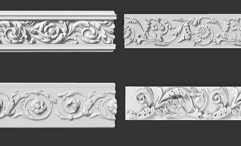 Gypsum Carved Line, Patchwork Corner, Roman Column Modeling, French European Style Gypsum Line, High-end Villa, Simple European Style 3d model