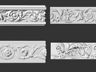 Gypsum Carved Line, Patchwork Corner, Roman Column Modeling, French European Style Gypsum Line, High-end Villa, Simple European Style 3d model