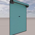 Three Light Blue Sliding Doors Installed On White Tile Commercial Building Exterior
