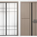 Modern Interior Hinged Doors With Wooden Panels Glass Inserts And Geometric Patterns 3d model