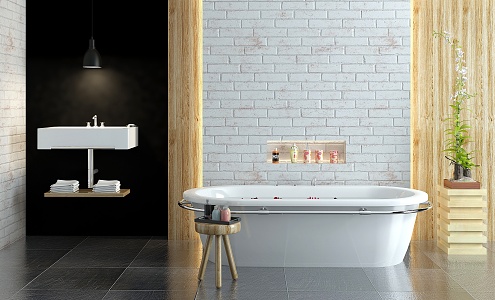 Modern Bathtub Minimal Bathroom Enterprise Commercial 3d model