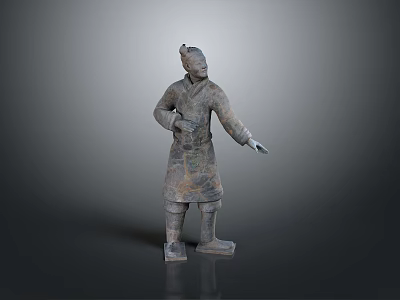 Ancient Terracotta Warrior Sculpture Carving With Historical Military Figure Details 3d model