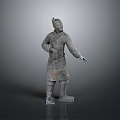Ancient Terracotta Warrior Sculpture Carving With Historical Military Figure Details