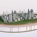 Commercial Equipment For City Model Display With High Rise Buildings And Green Lawn