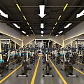 Spacious Modern Gym Interior With Rows Of Exercise Bikes Mirrors And Bright Lighting