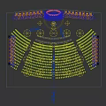 Modern Tech Stage With Circular Screen Green Lighting Effects Stepped Platform And Person Standing Center