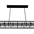 Sleek Rectangular Crystal Chandelier With Black Metal Frame And Hanging Chains 3d model