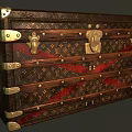 Vintage Brown Trunks With Red Straps Gold Metal Accents And EWR Letters