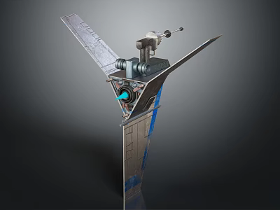 Cosmic Spacecraft Structure Featuring Winged Panels Solar Arrays And Central Antenna Module 3d model