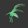Shirtless Male Figure With Large White Wings And Spread Arms