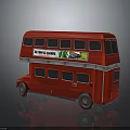Red Double Decker Bus Exterior With European Camping Advertisement And Classic Design