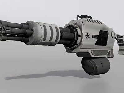 Futuristic Gatling Gun Weapon With Multiple Barrels Mechanical Structure And Sci Fi Design 3d model