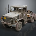 Vintage Military Utility Vehicle With Camouflage Paint And Six Wheel Drive Design