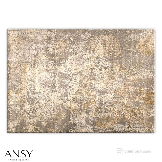 Square Carpet With Gray And Gold Textured Pattern For Modern Interior Design 3d model 