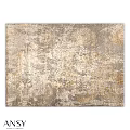 Square Carpet With Gray And Gold Textured Pattern For Modern Interior Design