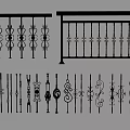 Decorative Iron Railing Designs Featuring Intricate Patterns and Various Styles 3d model