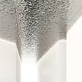 Modern Metallic Textured Ceiling Design In Corridor With Reflective Wavy Pattern And White Walls 3d model