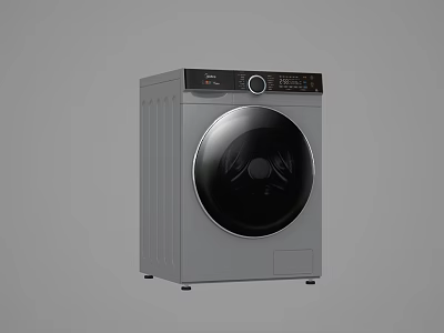 Modern Front Load Washing Machine With Digital Control Panel And Round Door 3d model