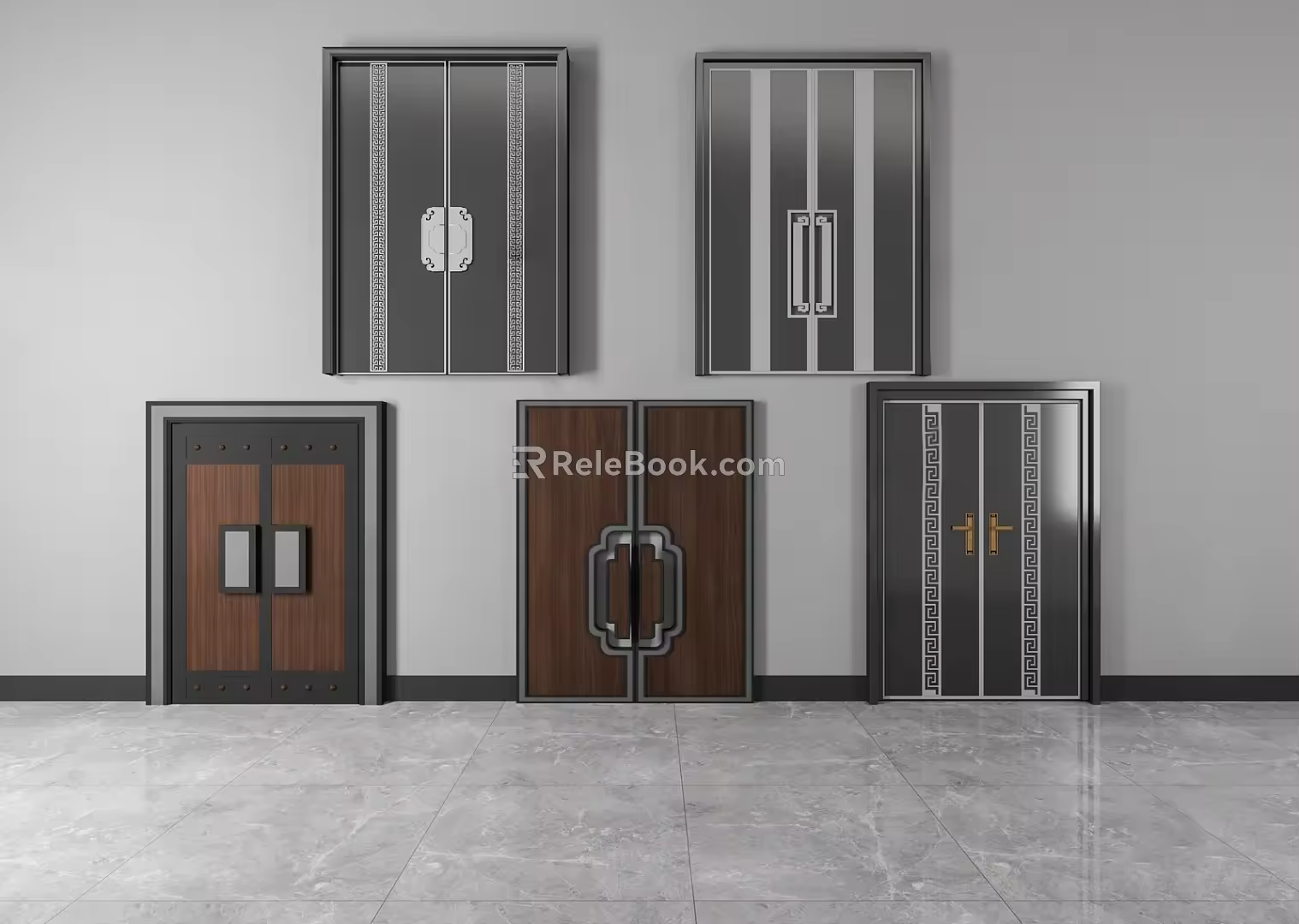 New Chinese Style Gate Courtyard Gate 3d model
