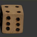 Brown Wooden Dice Cube With Black Dots For Home Use And Games
